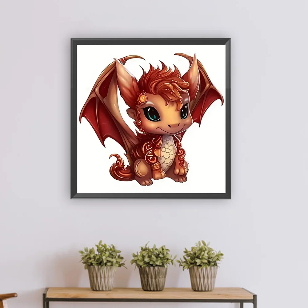Full Round Diamond Painting 30*30cm - Little Dragon