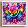 Roses arc-en-ciel et papillons-plein diamant rond peinture-30 * 30cm