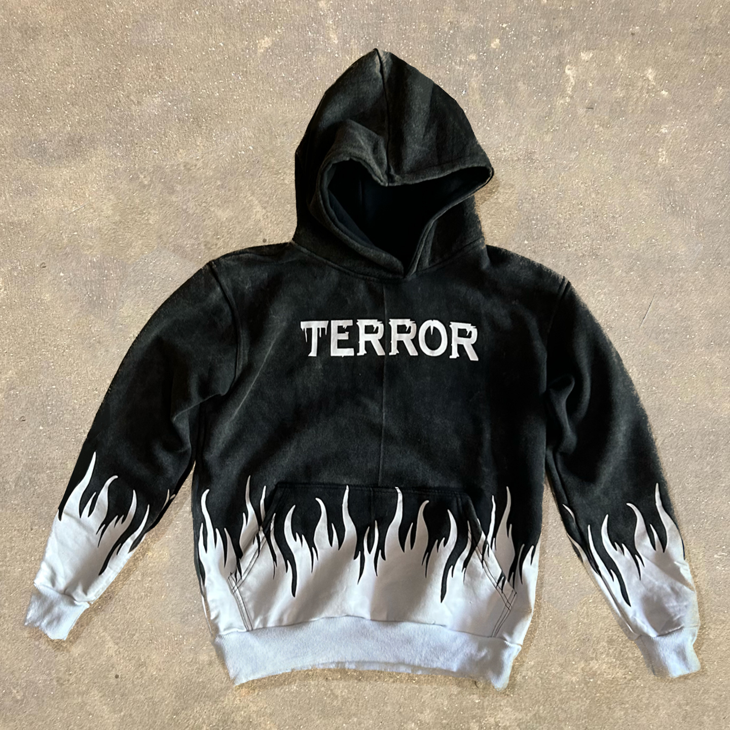 Terror Flame Skull Print Long Sleeve Hoodies