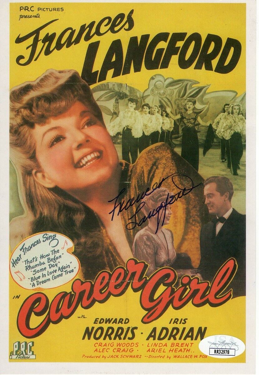 Frances Langford Signed Autographed Postcard Photo Poster painting Career Girl JSA RR32978