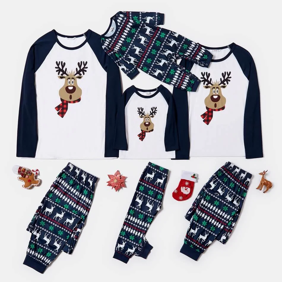 Christmas Reindeer Print Family Matching Pajamas Sets