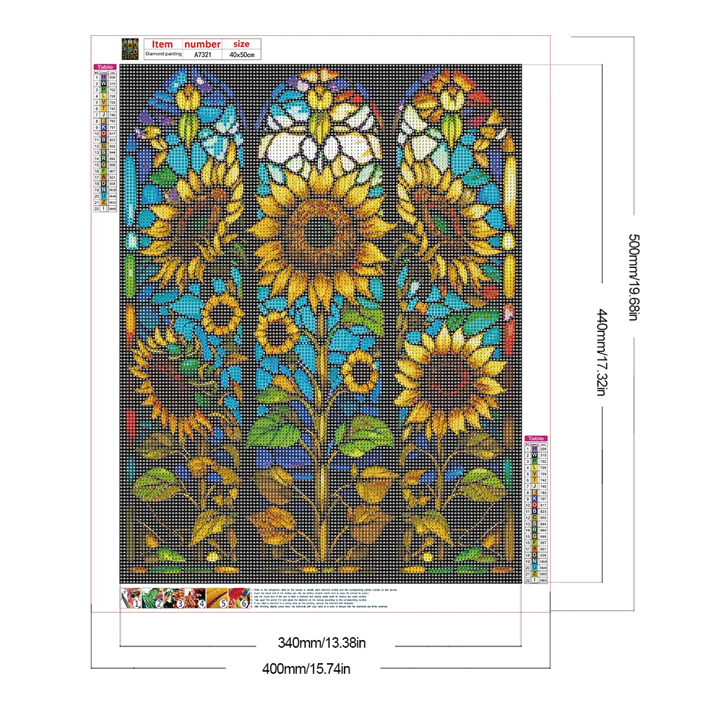 Diamond Painting - Full Round Drill - Stained Glass Sunflower(40*50cm)