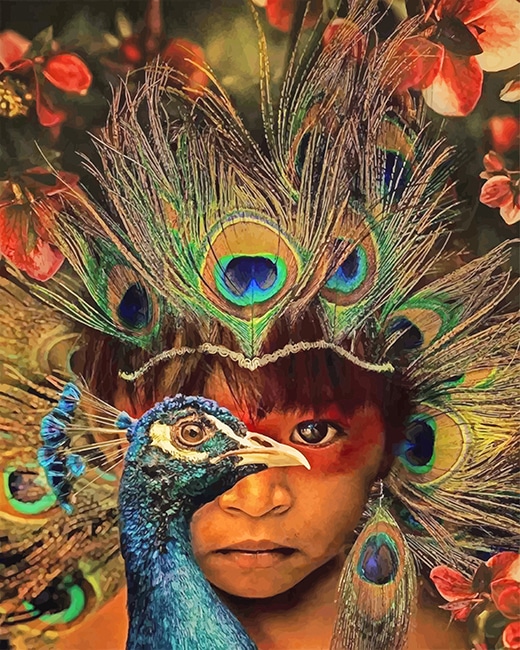 

Peafowl Asian Little Boy – Paint By Numbers - 40*50CM, 501 Original