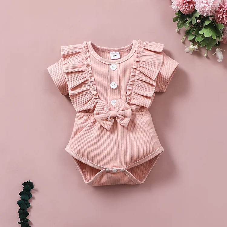 Baby Ruffle Bodysuit & Floral Shorts Headband Set