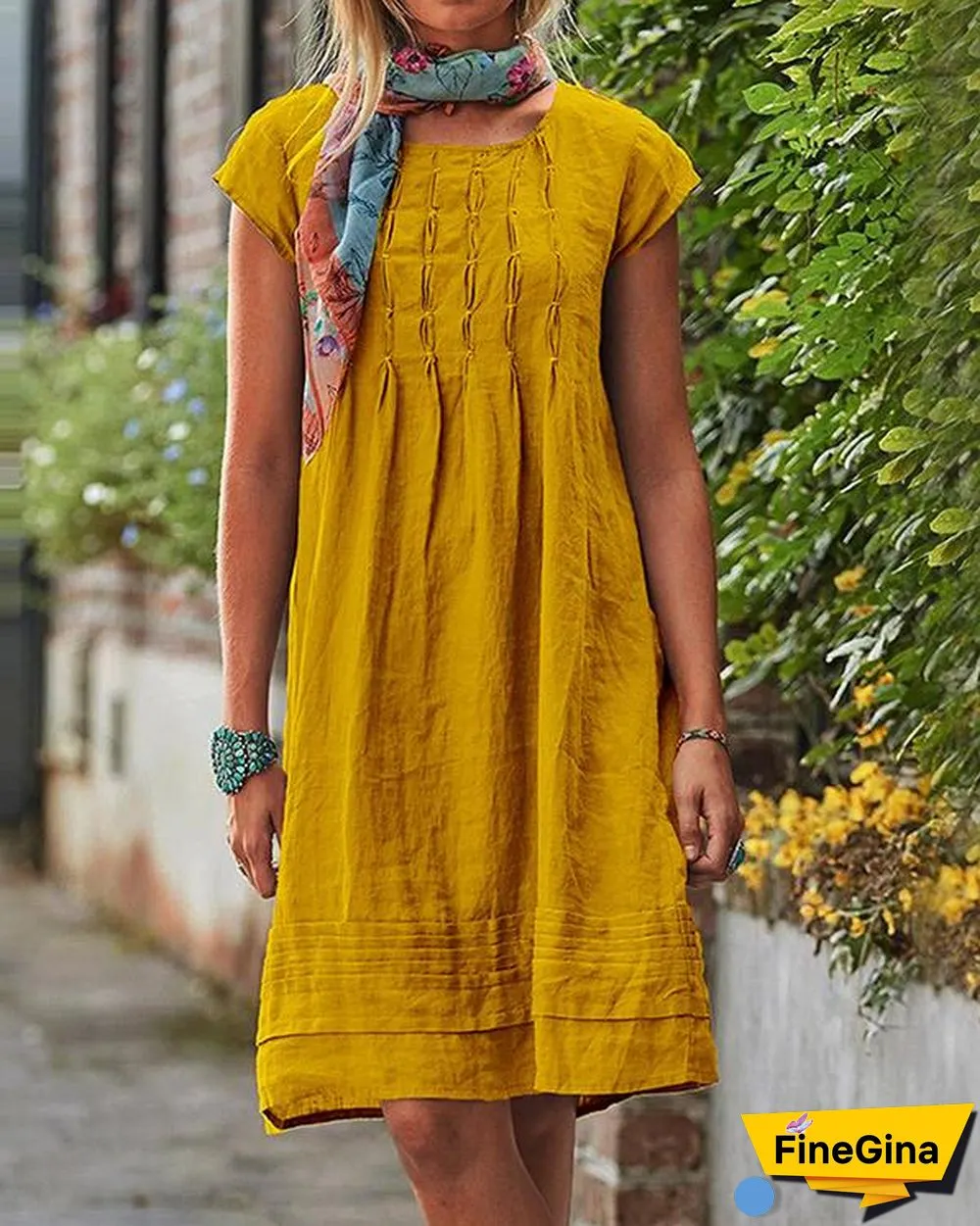 Vintage Casual Solid Linen Women Dresses