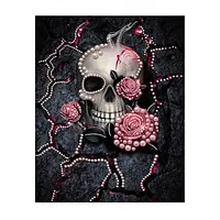 Pink Rose Skull - Pearls Painting