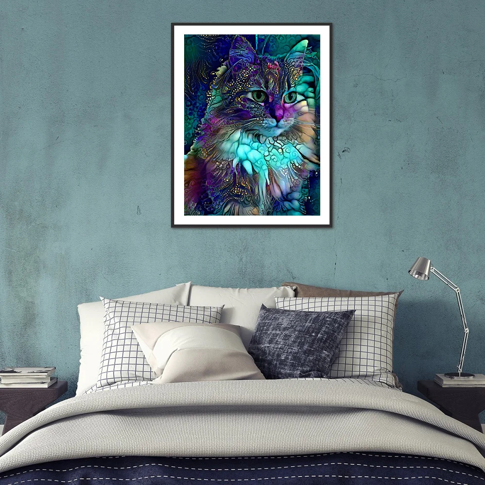Diamond Painting - Full Round Drill - Multicolor Cat(30*40cm)