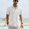 Gioiacombo&trade;  Camicia da uomo a maniche corte color block con revers