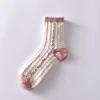 3D Jacquard Pink Flower Medium Tube Women Socks