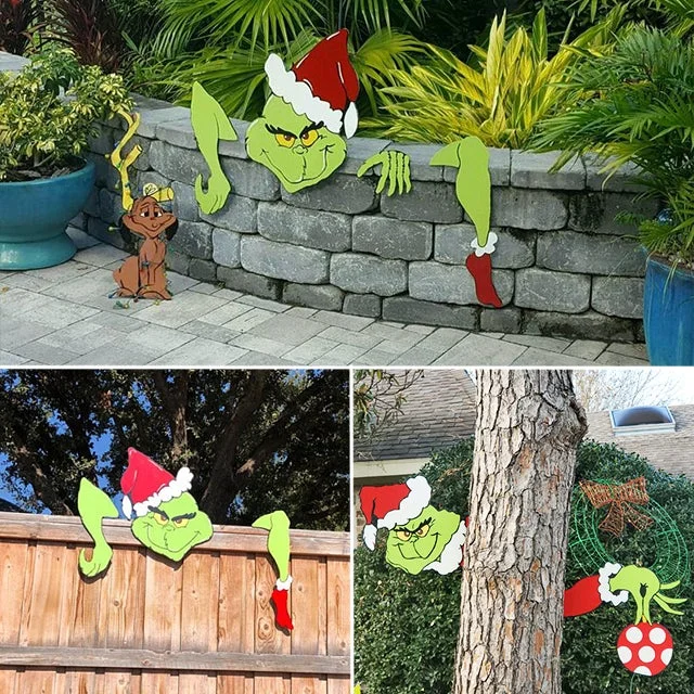 Christmas Yard Art Fence Peeker!