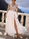 Lace Split-Joint Long Sleeves  Wedding Maxi Dress