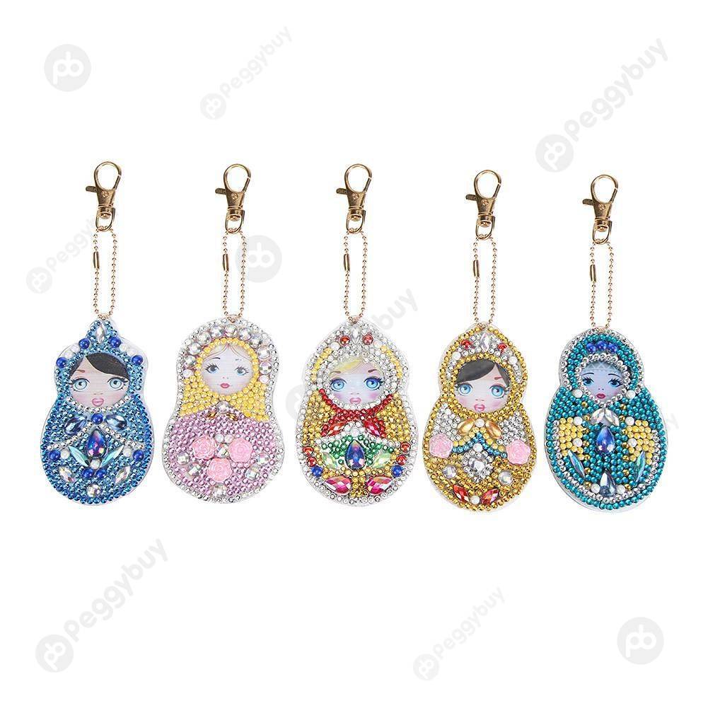 

5pcs Doll-DIY Creative Diamond Keychain, 501 Original