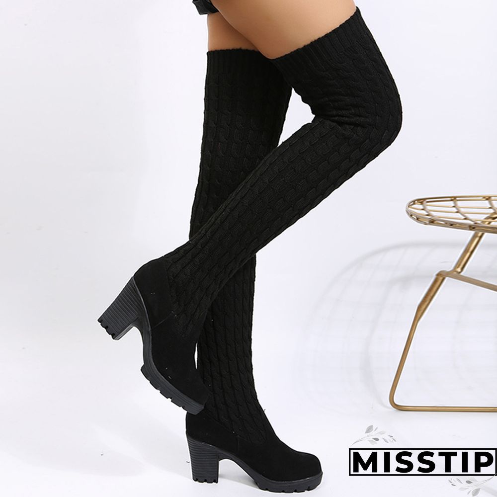 Dark Brown Casual Patchwork Solid Color Keep Warm Comfortable Shoes (Heel 8CM High)