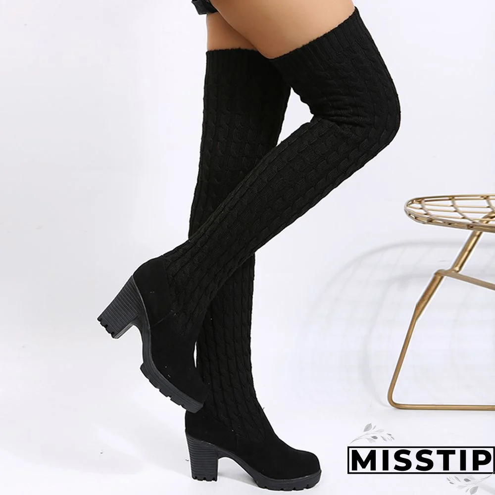 Dark Brown Casual Patchwork Solid Color Keep Warm Comfortable Shoes (Heel 8CM High)