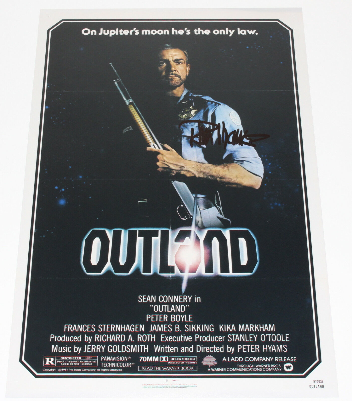 DIRECTOR PETER HYAMS SIGNED 'OUTLAND' 12X18 MOVIE POSTER Photo Poster painting w/COA CONNERY