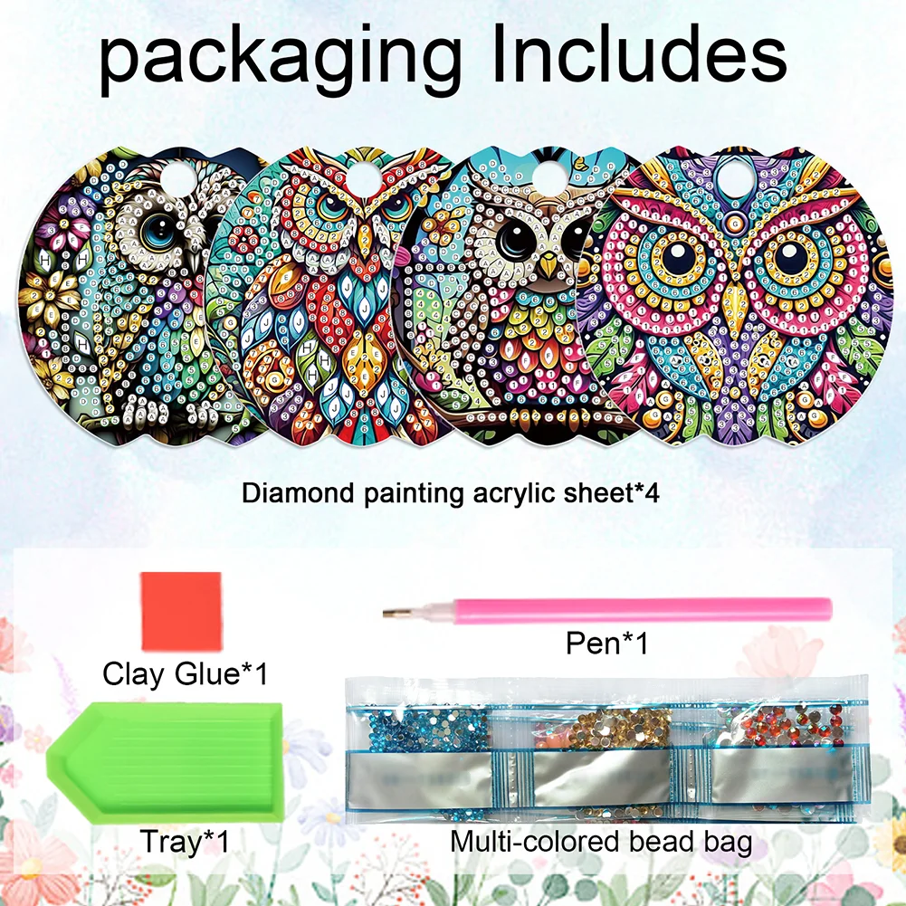 8pcs Seahorse Owl DIY Diamond Art Cup Lid Accessories Bling Tumbler Lid Plate