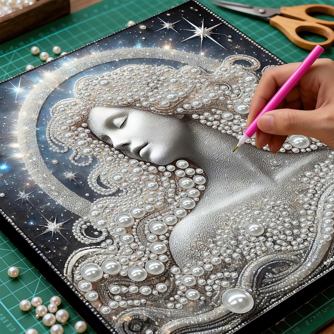 Celestial Pearl Goddess DIY Pearl Art Diamond Painting 30x30cm for Home Decor