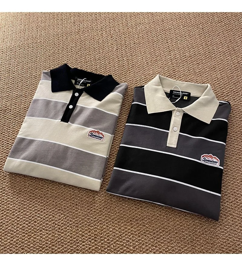 Toloer Toloer Japanese Harajuku Vintage Striped Sweatshirt Men And Women Fashion Casual POLO Shirt Couples Loose Campus Hip Hop Clothing 1127-1-Outfit Ideas