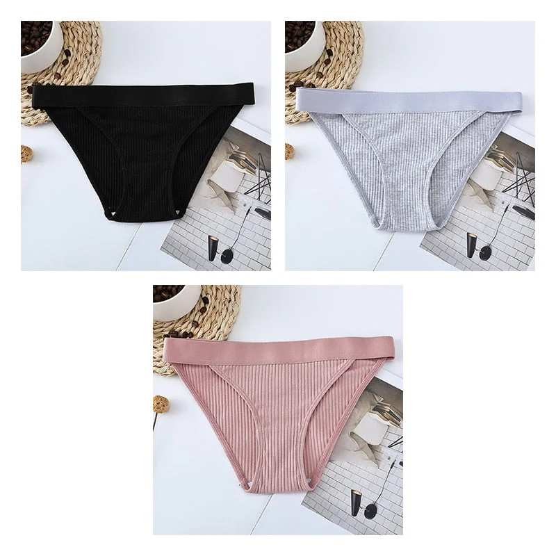 3pcs Cotton Panties Underwear For Women Sports Striped Briefs For Ladies Female Lingerie Woman Intimates Cotton Panties BANNIROU