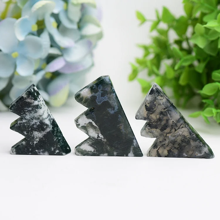 2.0"-2.5" Moss Agate Mountain Shape Crystal Carvings Model Slab Bulk Crystal