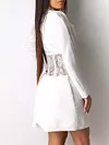 Deep V-Neck Long Sleeve Lace Split-Joint Stylish Mini Dress