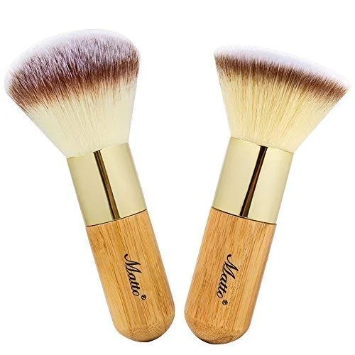 Makeup Brush Set Face Kabuki 2 Pieces - Foundation and Powder Makeup Brushes for Mineral BB Cream
