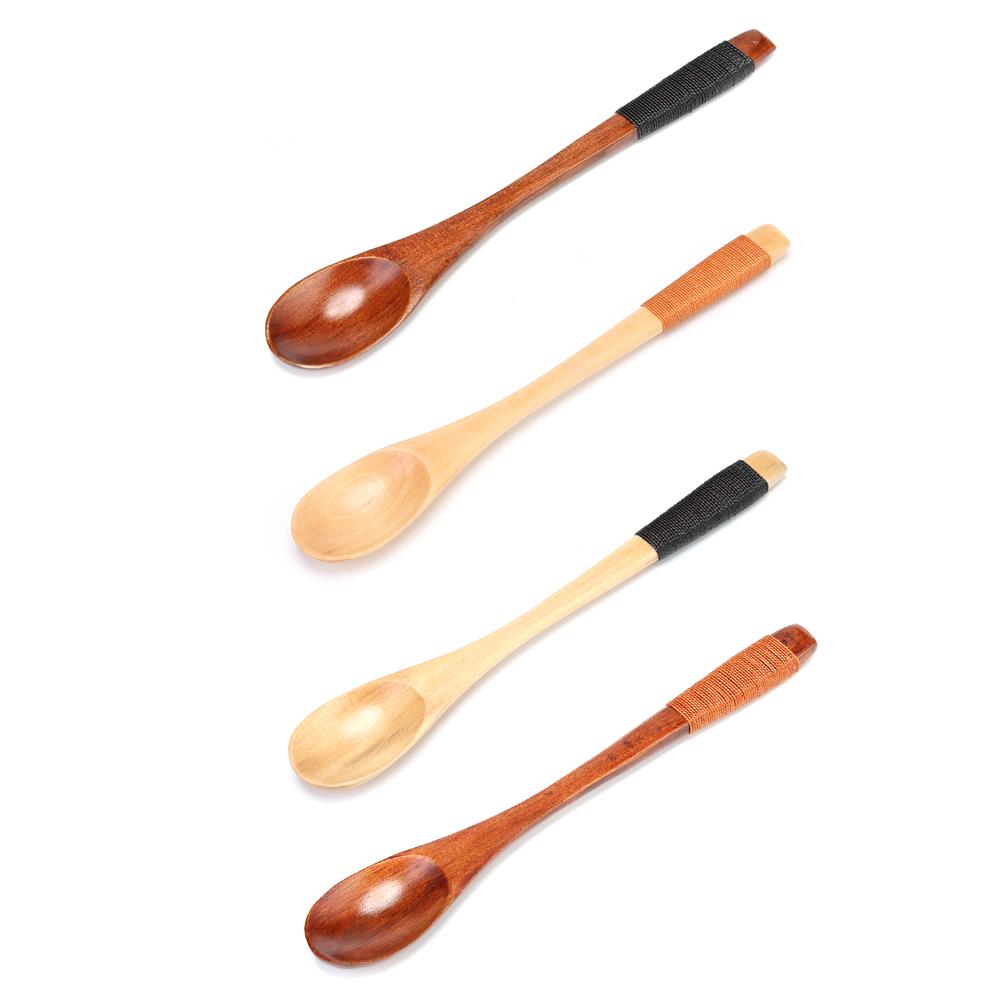 Japanese Wood Spoon Long Handled Rice Soup Honey Coffee Spoons Mixing Tool