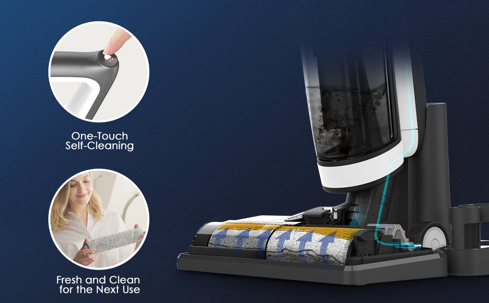 One-touch, multi-stage self-cleaning system