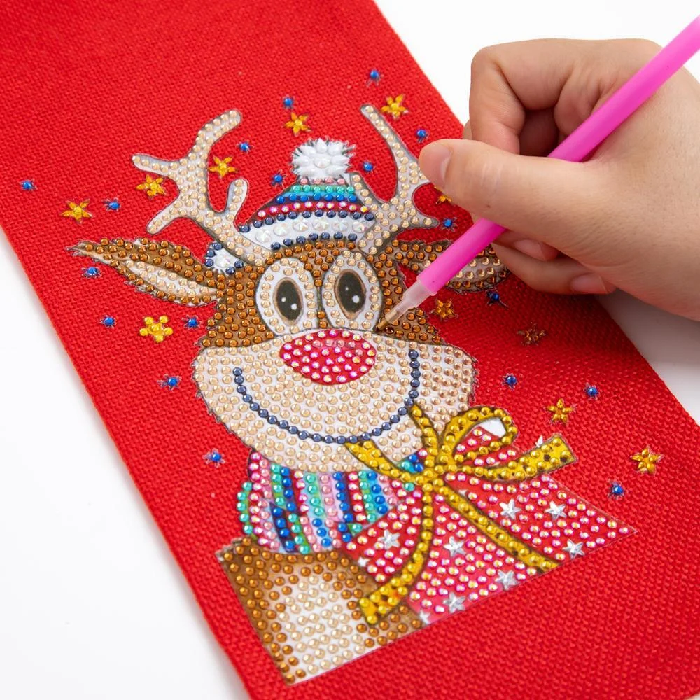 DIY Diamond Painting Xmas Wine Bottle Bag - Christmas Elk