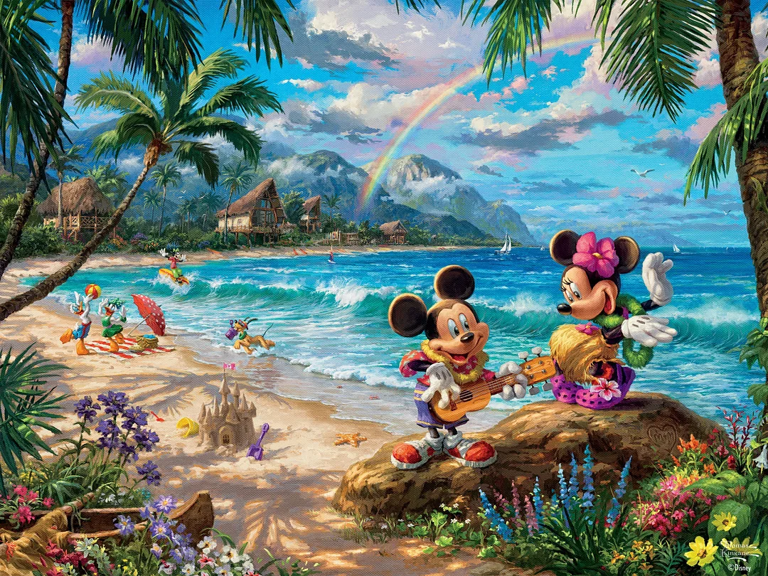 Mickey and Minnie in Hawaii -  Paint by Numbers Kits QM3136