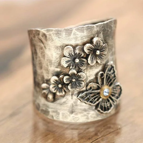 🔥Last Day 75% OFF🎁Bee Flower Butterfly Wide Band Ring