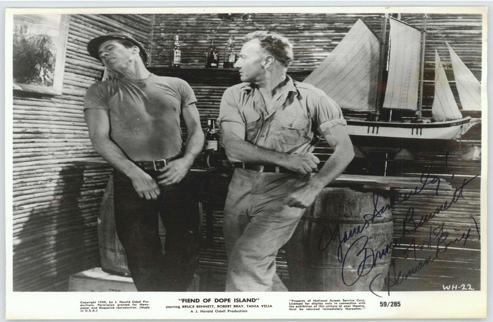 BRUCE BENNETT (DECEASED) TARZAN 8X10 FIEND OF DOPE ISLAN SIGNED JSA #P41548