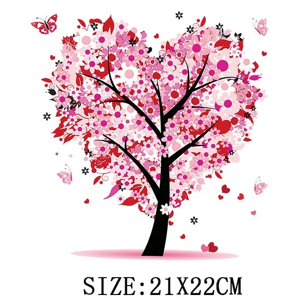 Beautiful Tree Thermal Stickers On T-shirt DIY Washable Iron On Transfer For Clothing Pretty Design On Woman Clothes Patch Decor