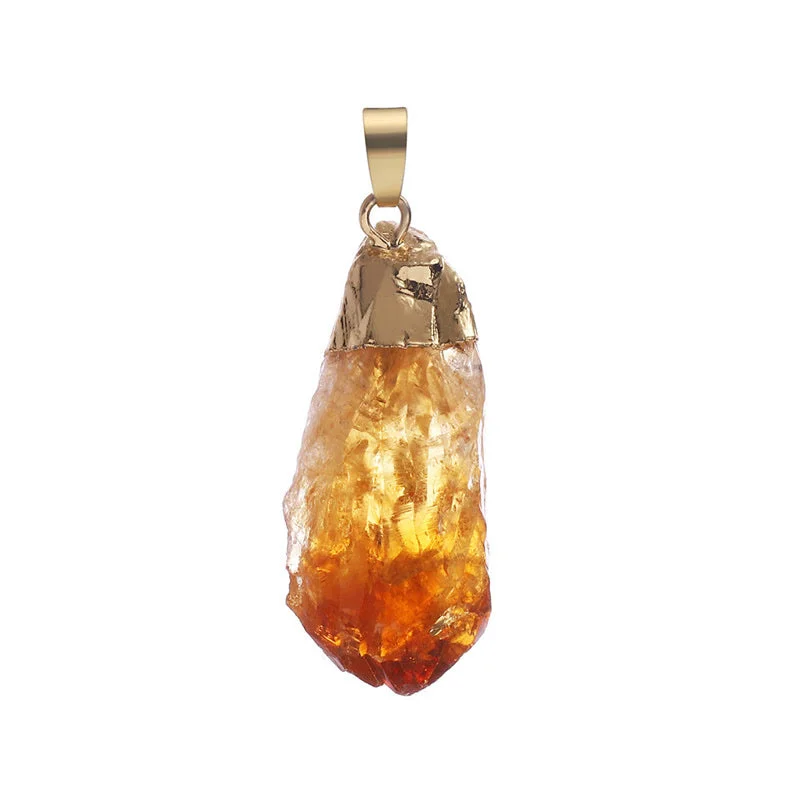 Natural Crystal Gemstone Citrine Amethyst Happiness Necklace