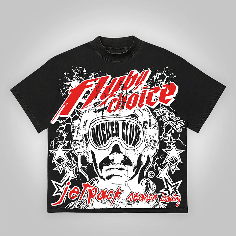 Vintage Fly By Choice Death In Red Graphic 100% Cotton T-shirt