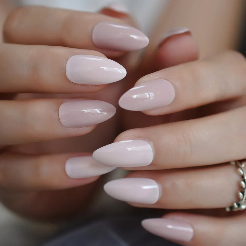 LightCoral Ombre Artificial False Nails Sleek gel Acrylic Nail Oval Medium Color Tips with Gluetabs 24pcs-Nail Inspo