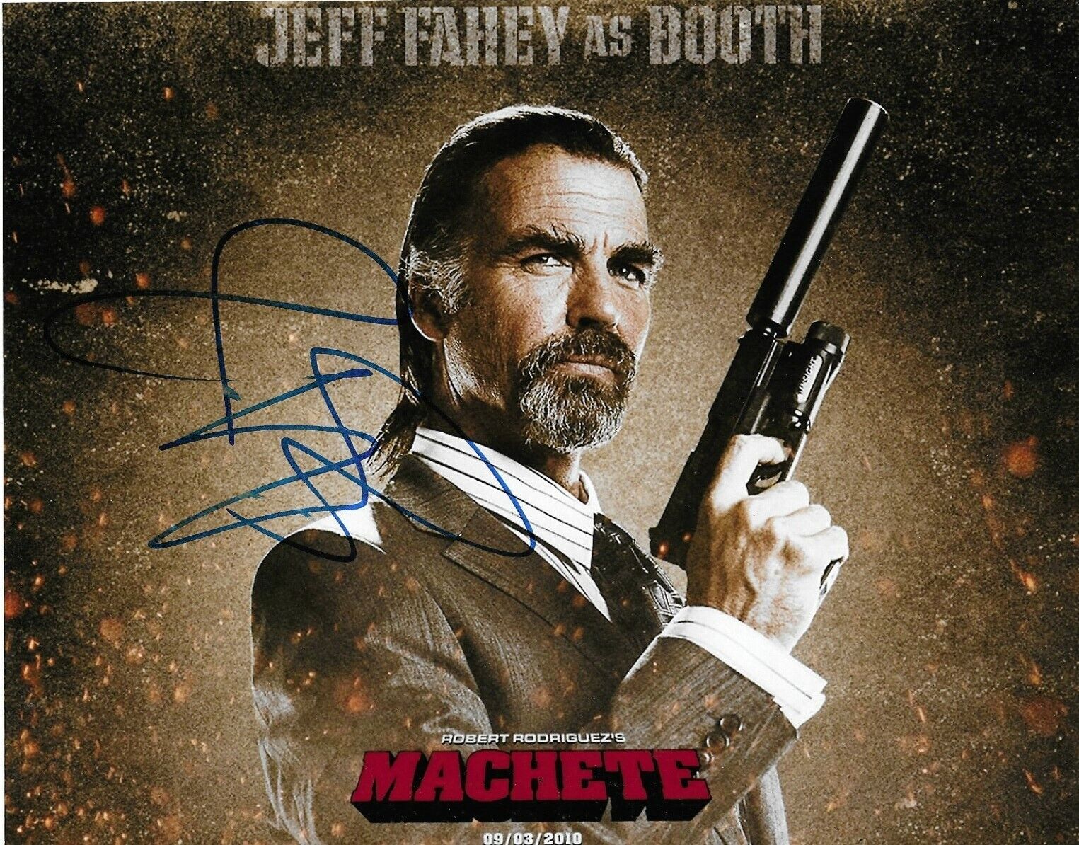 Jeff Fahey Signed Machete 10x8 Photo Poster painting AFTAL