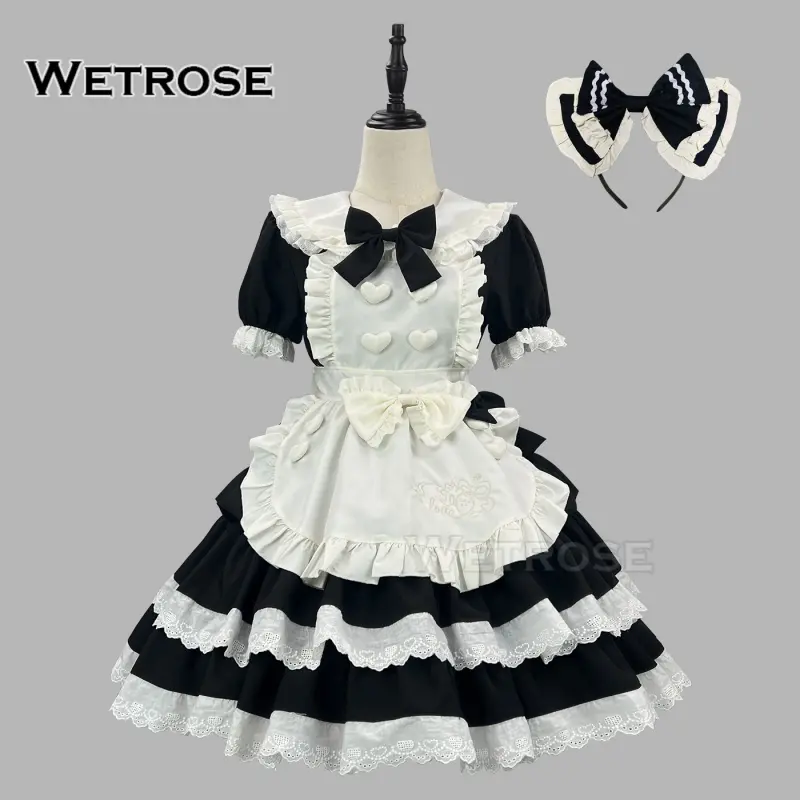 [Wetrose] In Stock Noble Sweet and Spicy Black Pink Maid Outfit Lolita Princess Dress 