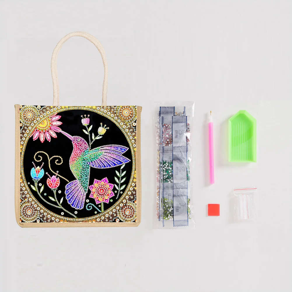 5D Diamond Painting Handbag DIY Bird Linen Shopping Storage Bags