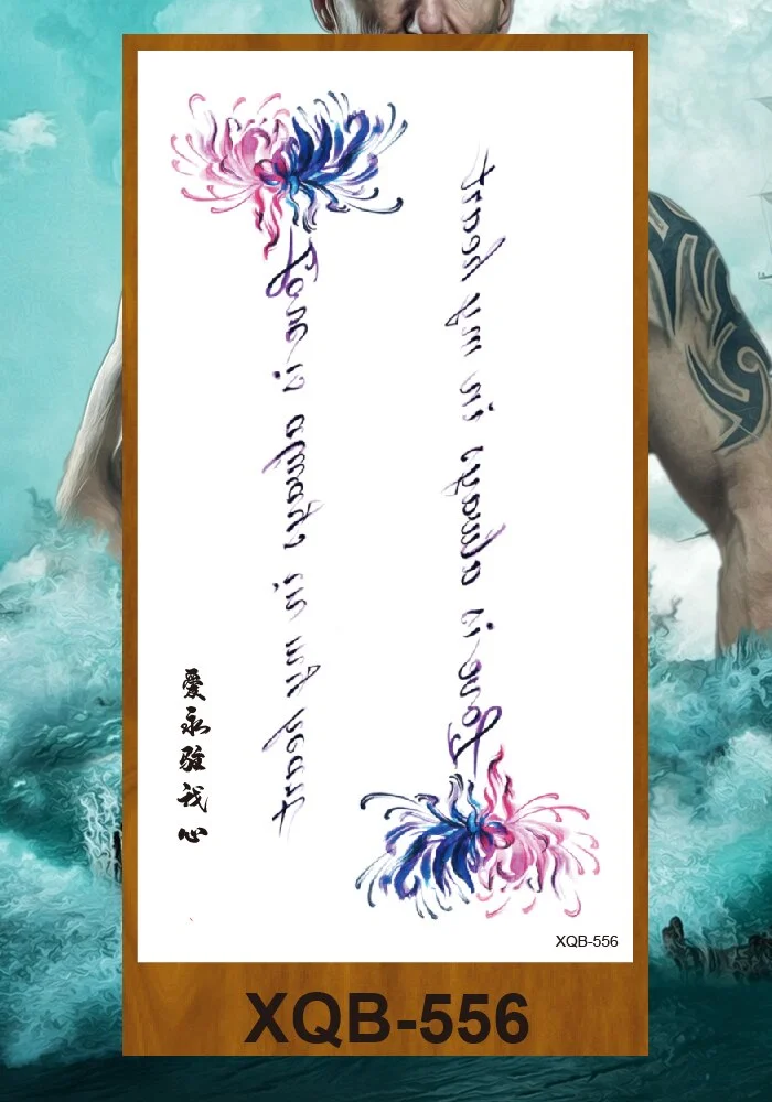 Temporary Tattoo Sticker Man Woman Girl Arm Chest Fake Neck Ankle Tatoo Art Flowers Totem Tatto Sanskrit Lines Geometric Figures