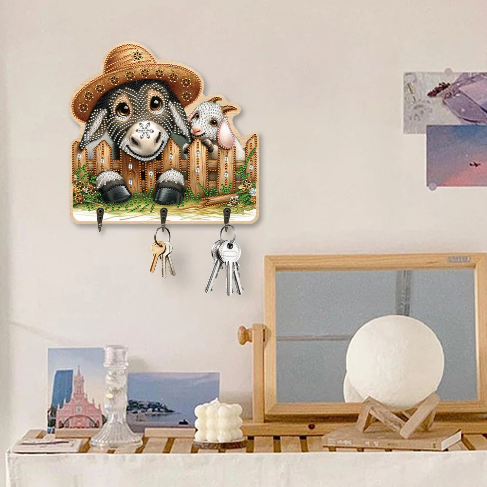 DIY Donkey 3 Hooks Diamond Painting Pet Hook Rail Diamond Art Hanging Hooks