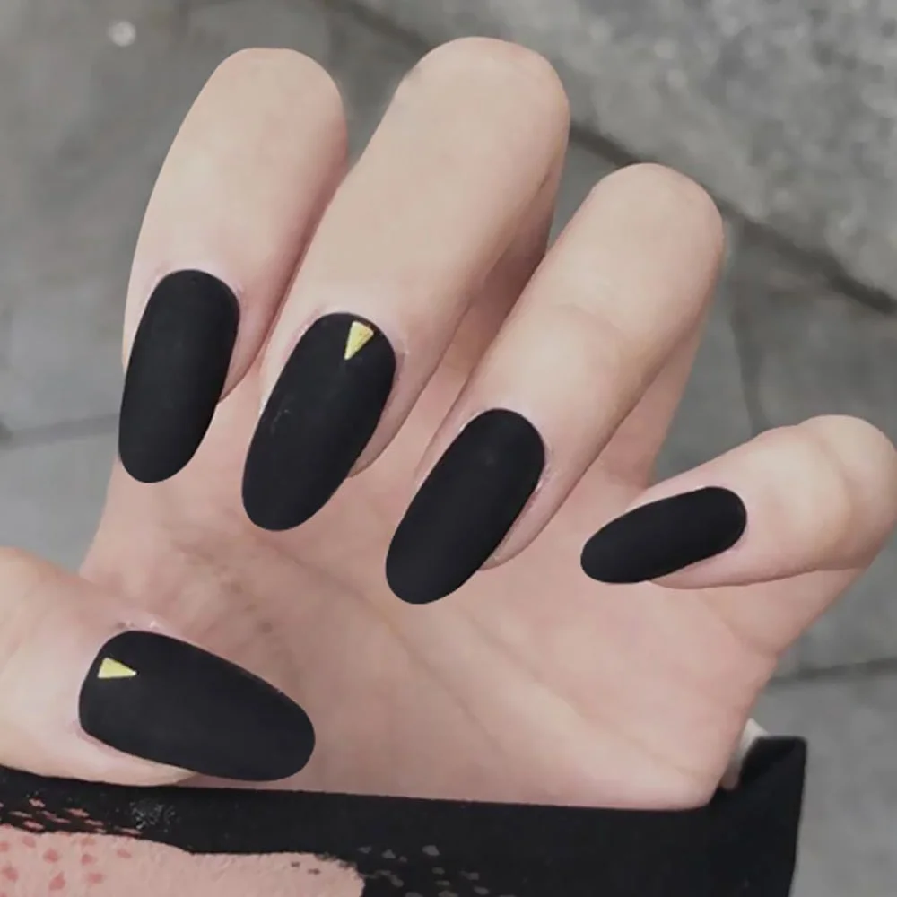 24pcs/box Khaki Pure Color Frosted Ballet matte Fake Nail press on Wearable Detachable Nail Tip Long Healthy full cover for Girl-Nail Inspo