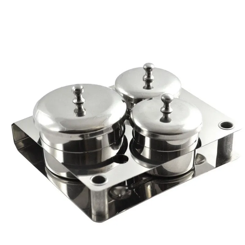 3pcs/set Manicure Acrylic Liquid Powder Container Organizer Tray Dappen Dish With Metal Lid Nail Art tools-Nail Inspo