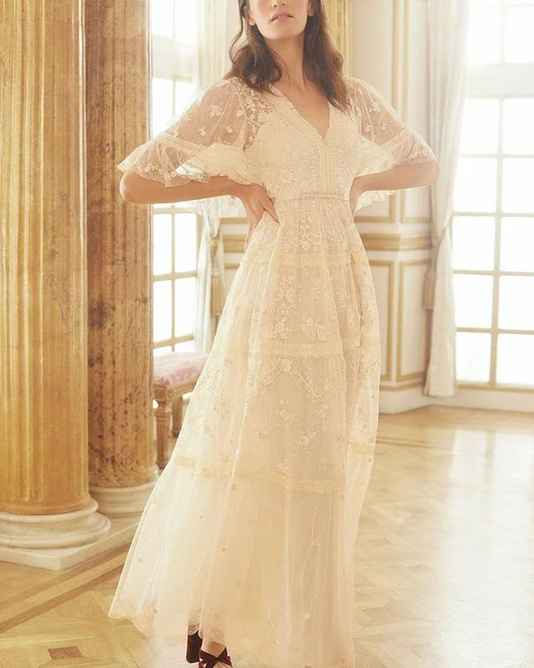 Romantic Floral  Embroidered Dresses