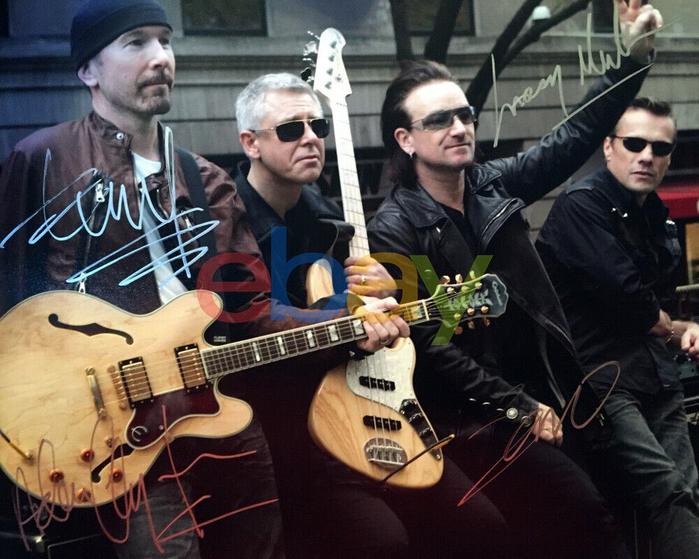 U2 band SIGNED 8x10 Photo Poster painting reprint