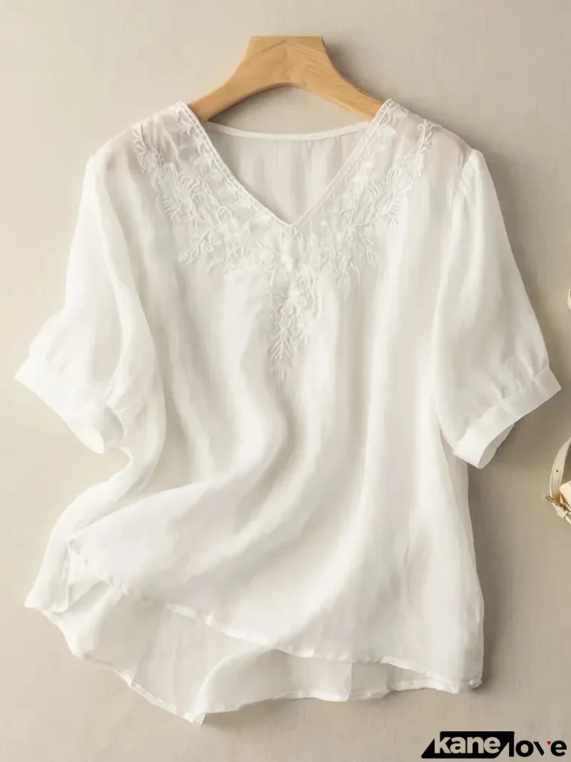 vintage floral V-neck T-shirt