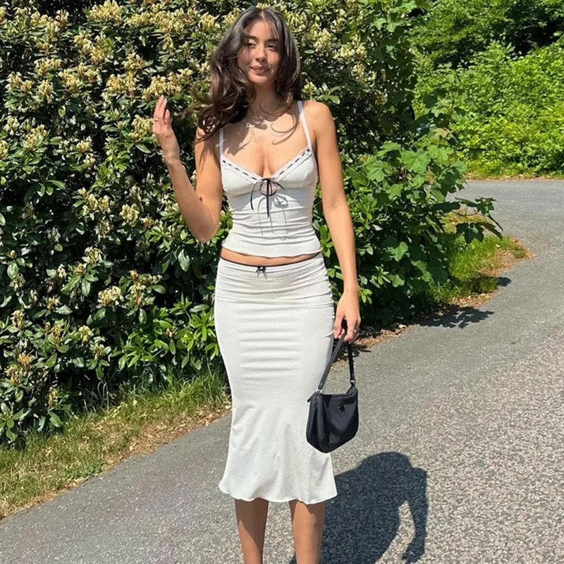 Uveng Uveng Summer New Women's Sexy Low-Cut Sling Vest Stylish Temperament Fishtail Dress Suit