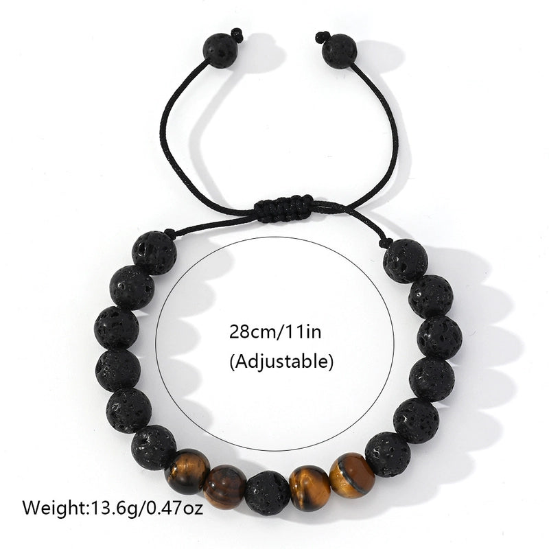 Hot Selling Seven Jewelry Bracelet Black Volcanic Rock Tiger Eye Woven Men’s Bracelet Factory Direct Sales