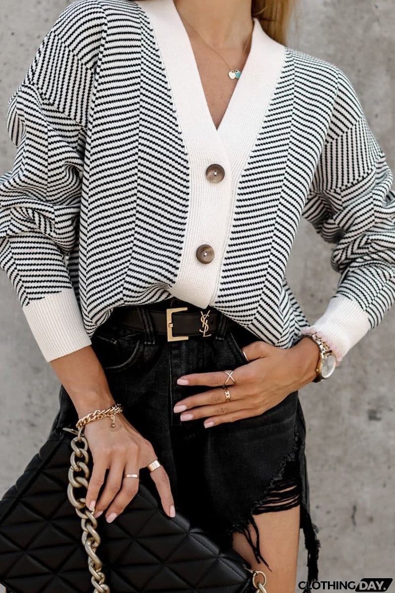 Stripe Button Cardigan