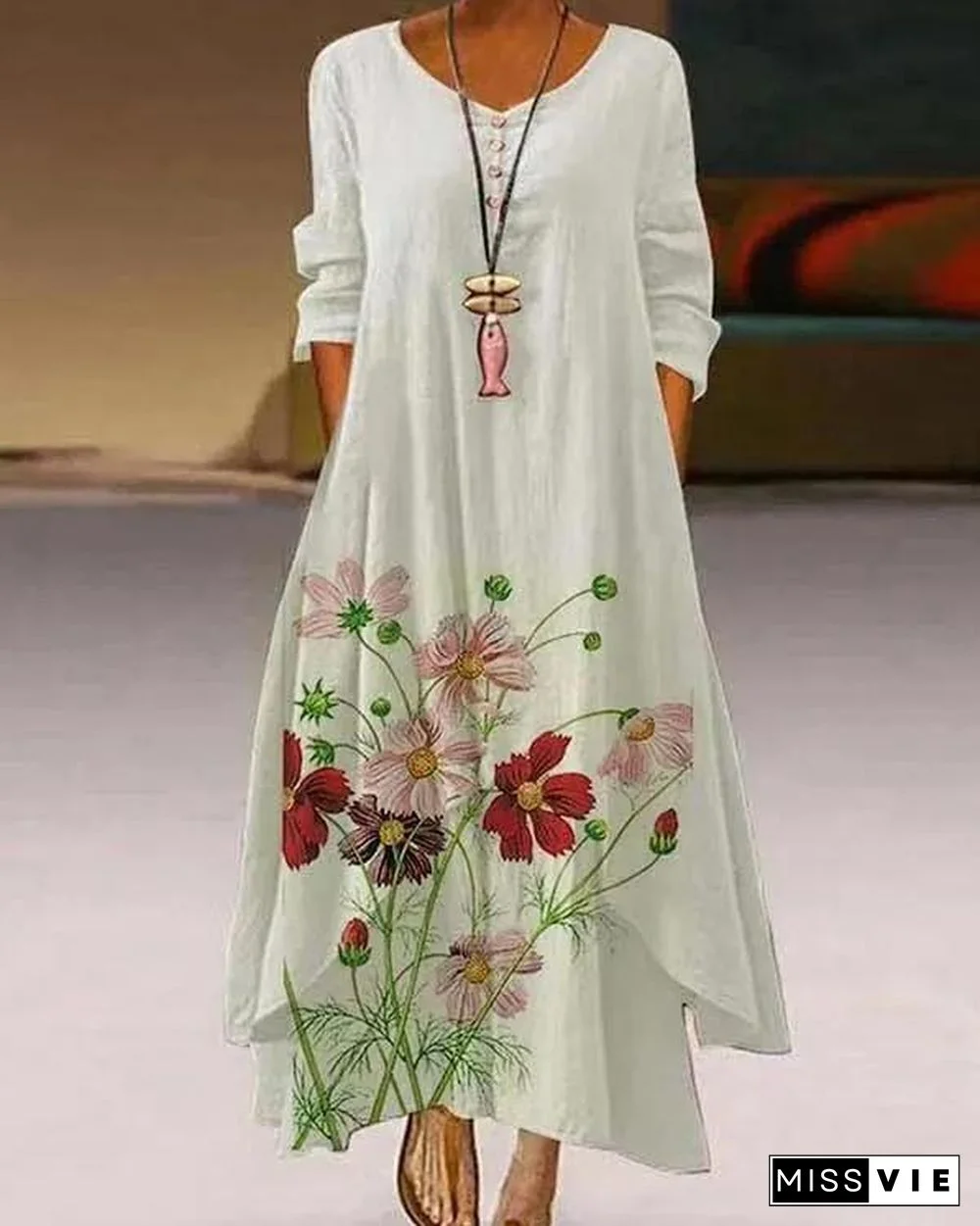 Irregular Swing Flower Maxi Dress